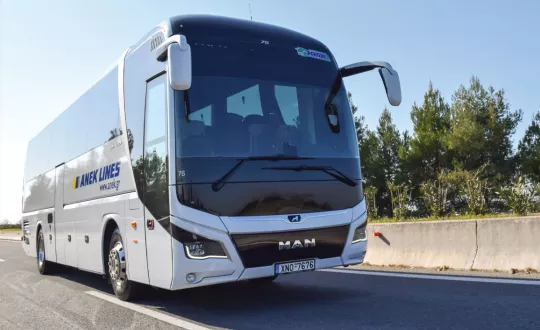 Χανιά-Θεσσαλονίκη με το MAN Lion’s Coach (παρμπρίζ 76) του Κώστα Αθανασάκη.