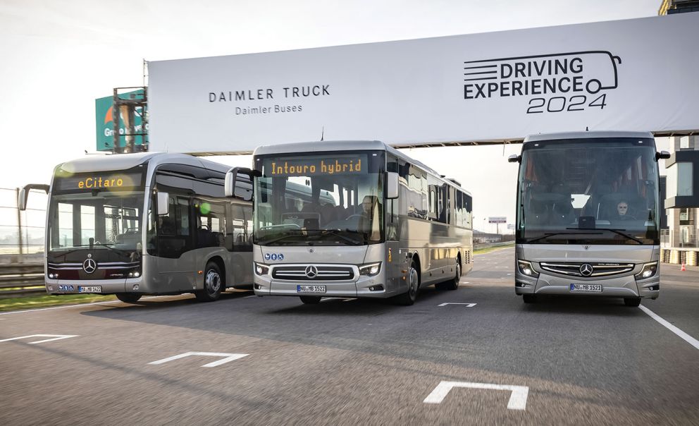 Mercedes-Benz eCitaro, Mercedes-Benz Intouro K hybrid, Mercedes-Benz Tourismo M/2. Είχαμε στη διάθεσή μας 14 λεωφορεία και πούλμαν