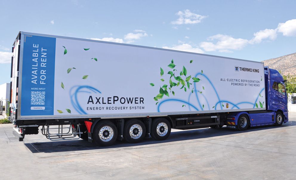 Θάλαμος με ηλεκτρικό άξονα για τη λειτουργία υβριδικού Thermoking σε χρήση από τη Eurologic.