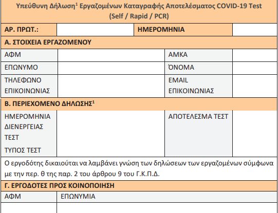Διαδικασία των υποχρεωτικών διαγνωστικών τεστ στον ιδιωτικό τομέα