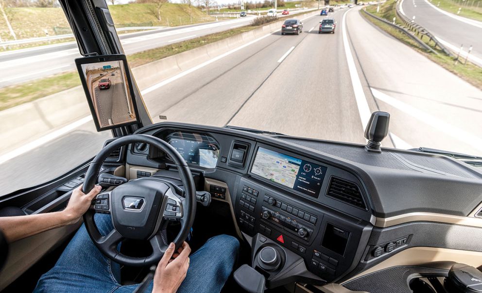 man truck cockpit