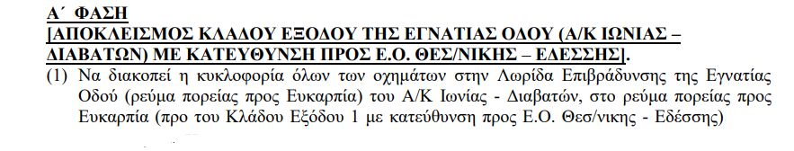απαγορευτικά εγνατίας